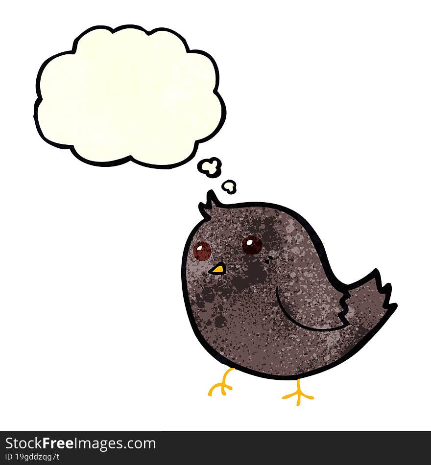 cartoon bird with thought bubble