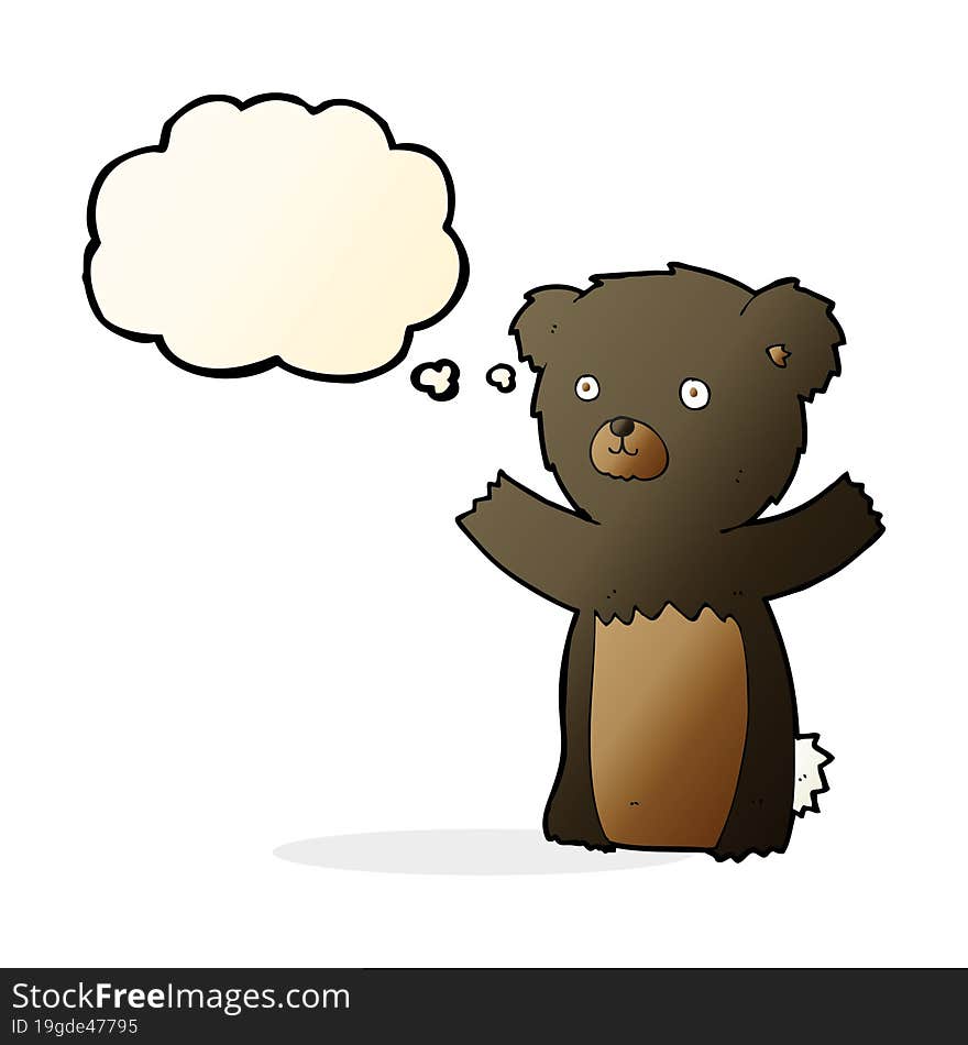 Cute Cartoon Black Bear With Thought Bubble