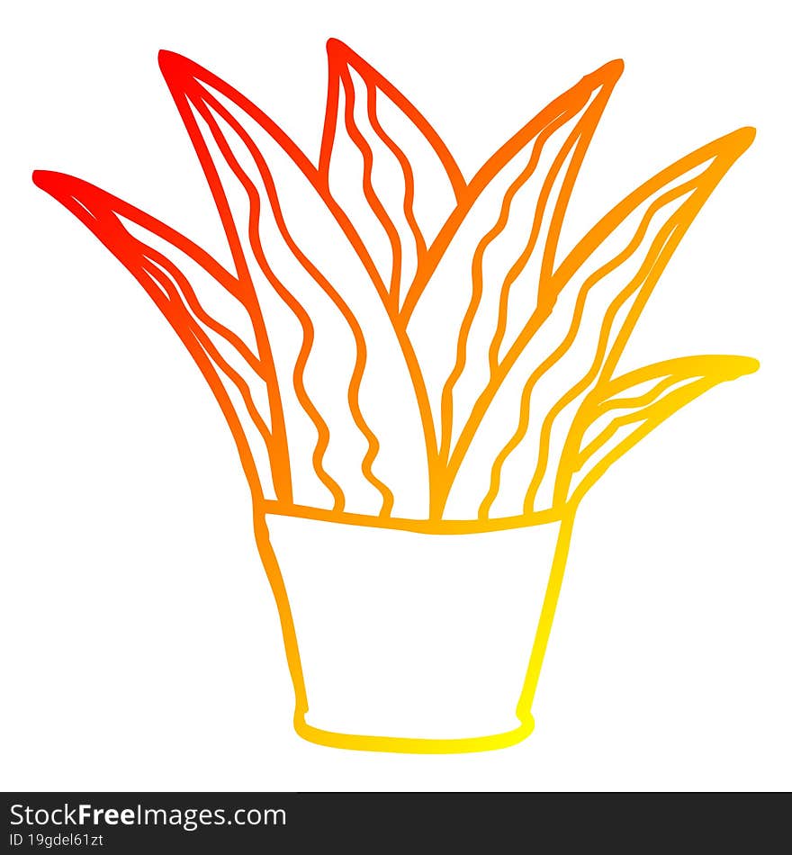 warm gradient line drawing cartoon house plant