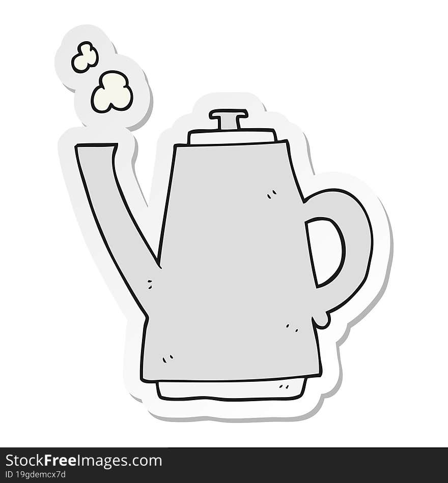 sticker of a cartoon coffee kettle