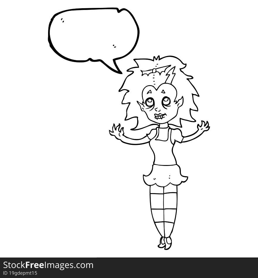 Speech Bubble Cartoon Vampire Girl