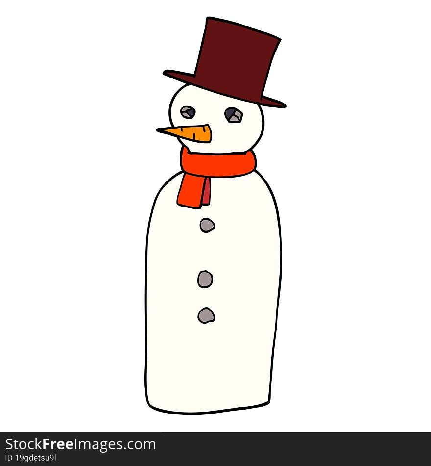 cartoon doodle snowman