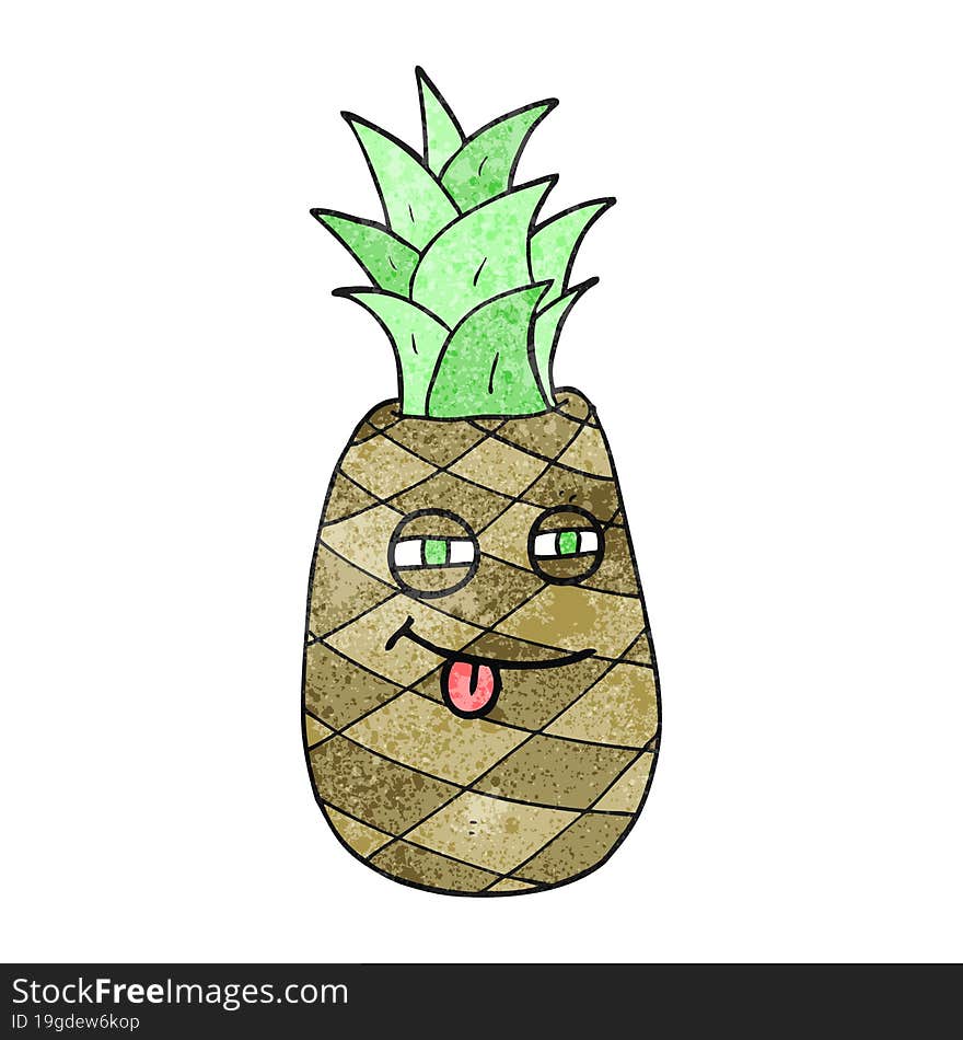 freehand drawn texture cartoon pineapple