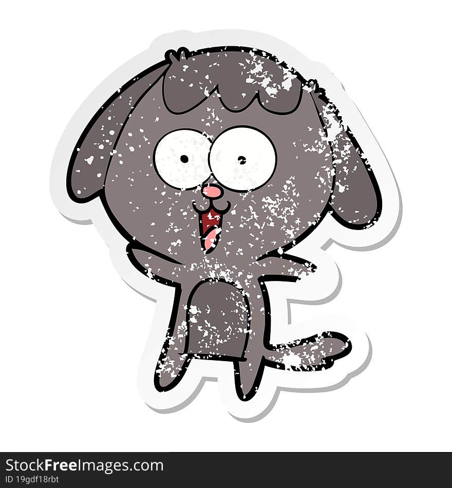 Distressed Sticker Of A Cute Cartoon Dog