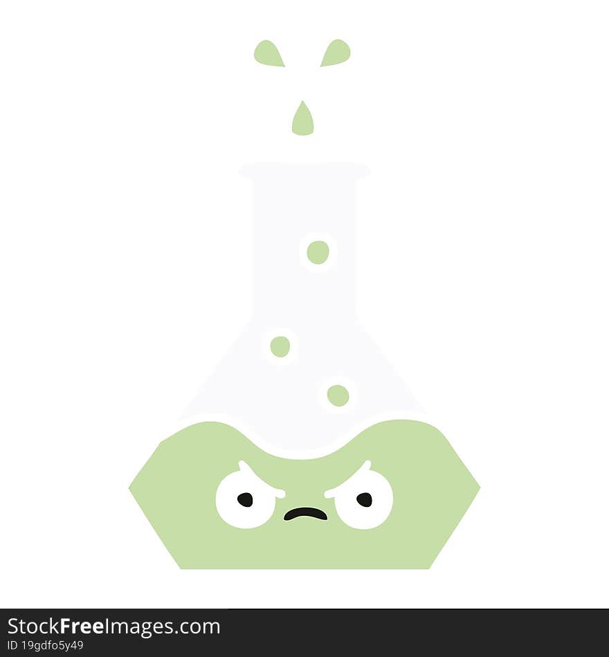 flat color retro cartoon science beaker