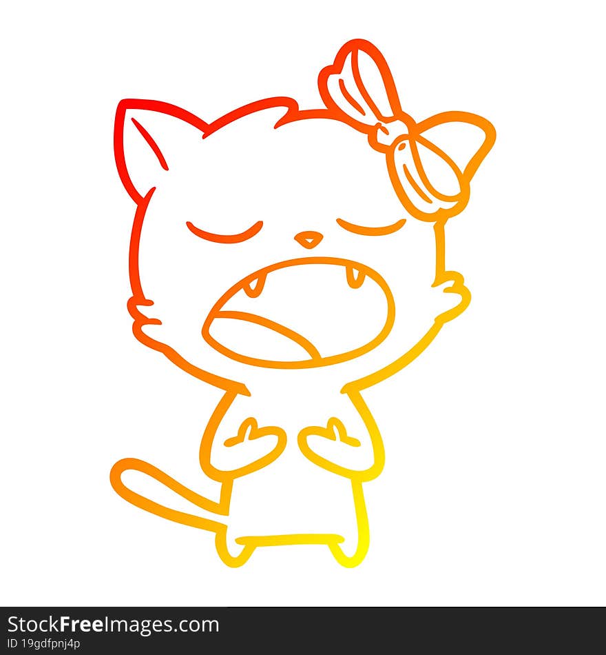 warm gradient line drawing cartoon cat meowing