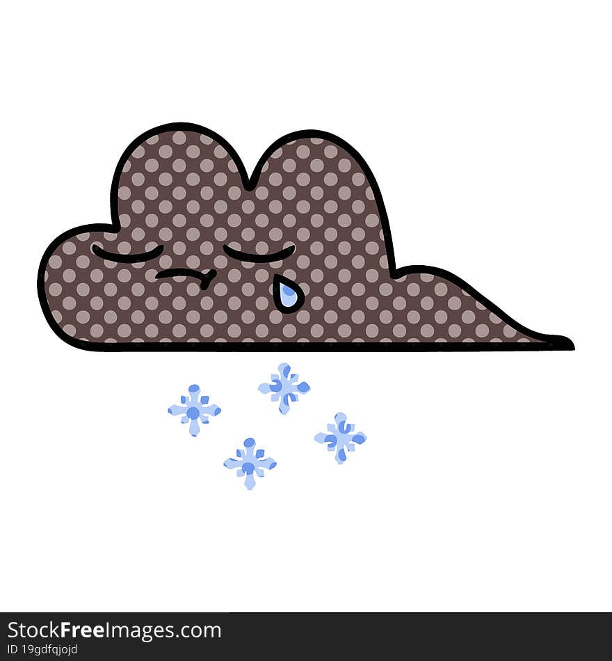 Comic Book Style Cartoon Storm Snow Cloud