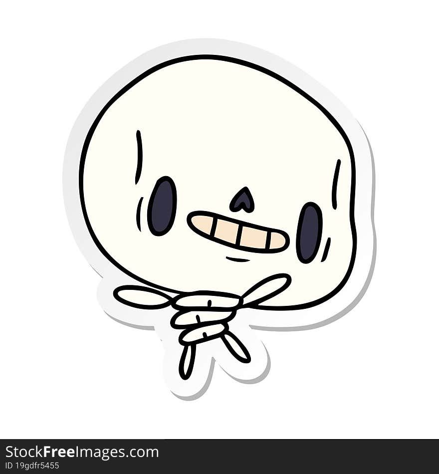 sticker cartoon illustration kawaii cute dead skeleton. sticker cartoon illustration kawaii cute dead skeleton