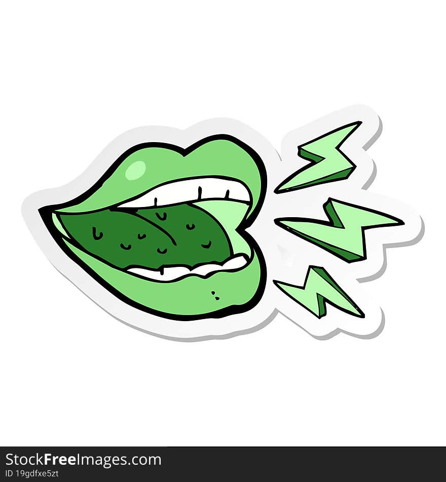 sticker of a cartoon smiling halloween mouth