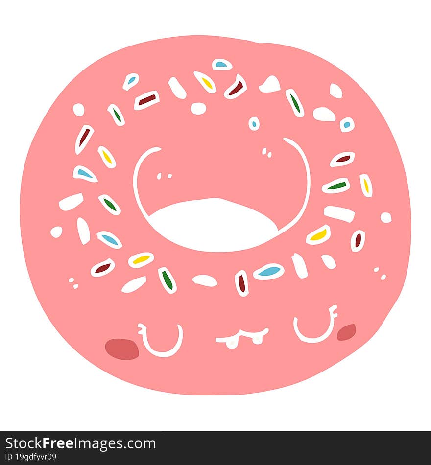 Flat Color Style Cartoon Donut