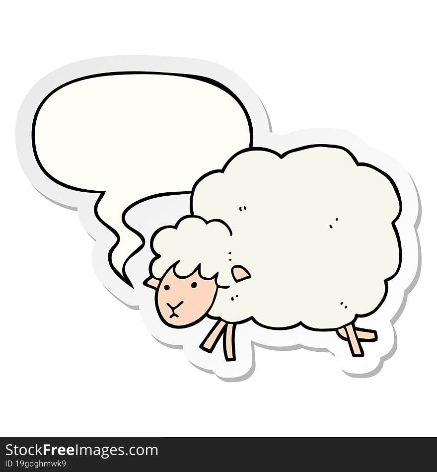 cartoon sheep and speech bubble sticker