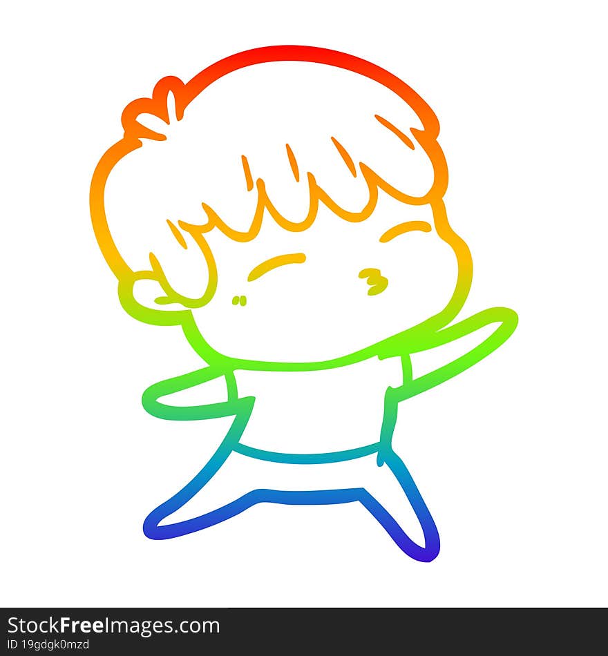 rainbow gradient line drawing cartoon curious boy