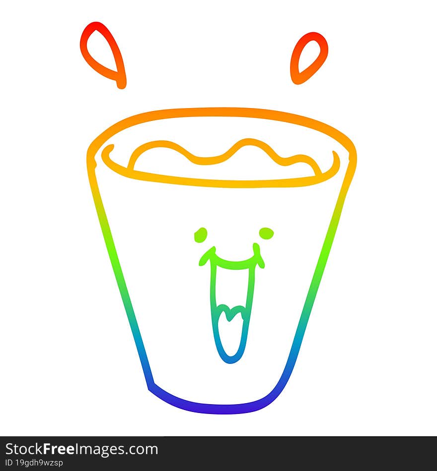 rainbow gradient line drawing cartoon happy drinks