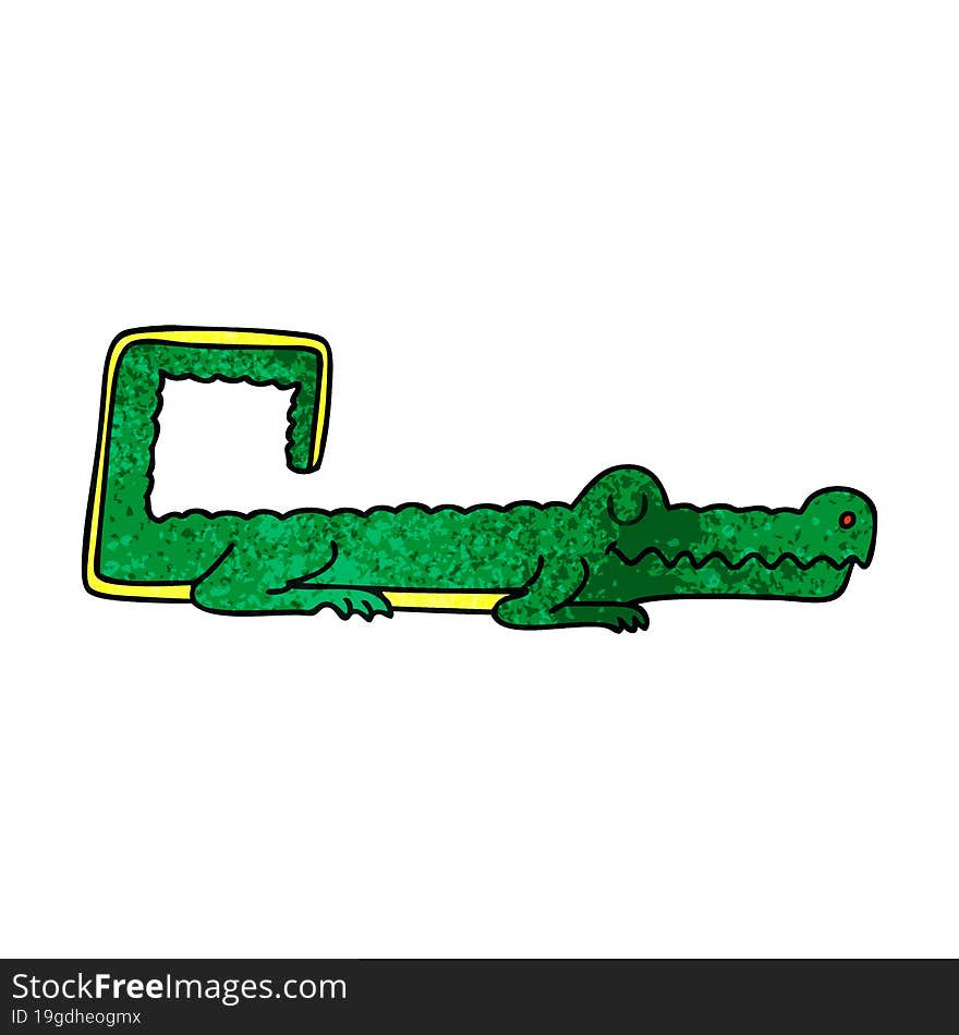 quirky hand drawn cartoon crocodile