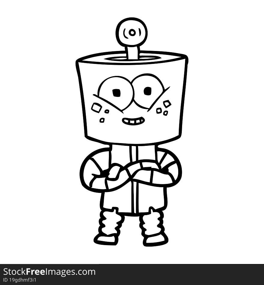 happy cartoon robot. happy cartoon robot