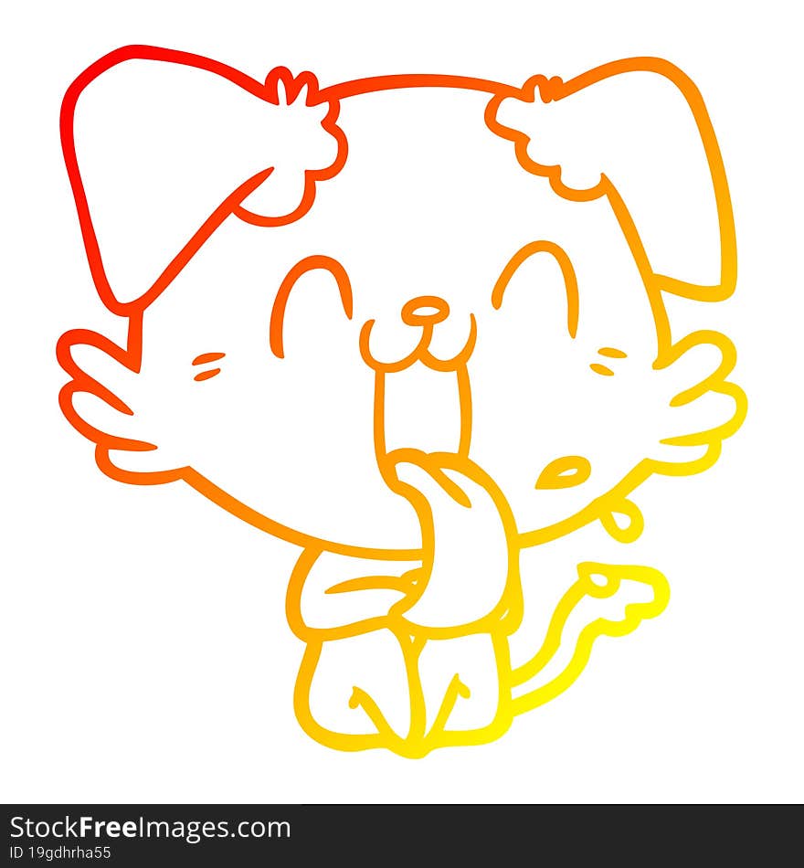 warm gradient line drawing cartoon panting dog