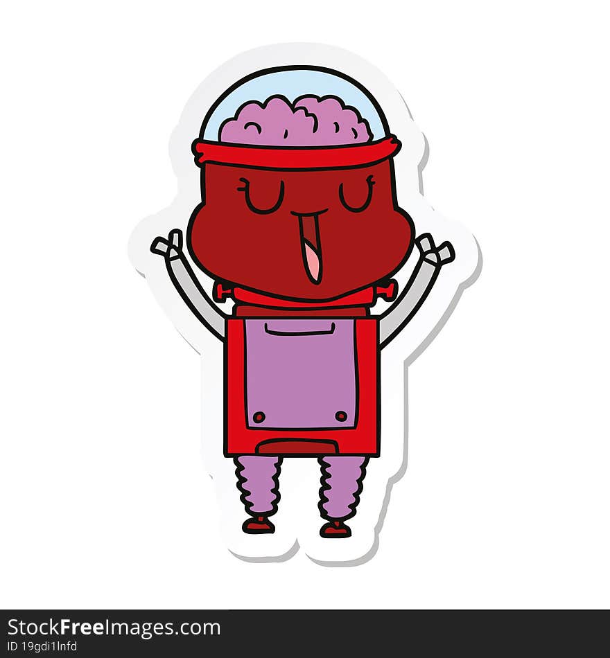 sticker of a happy cartoon robot