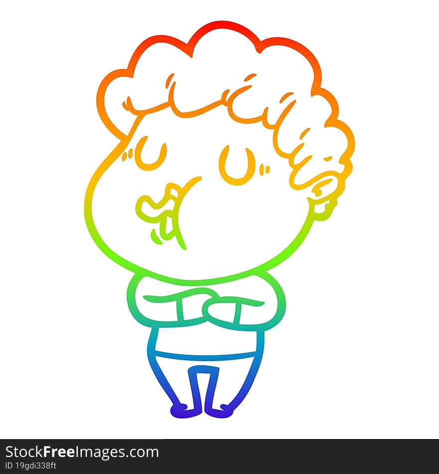 Rainbow Gradient Line Drawing Cartoon Man Singing