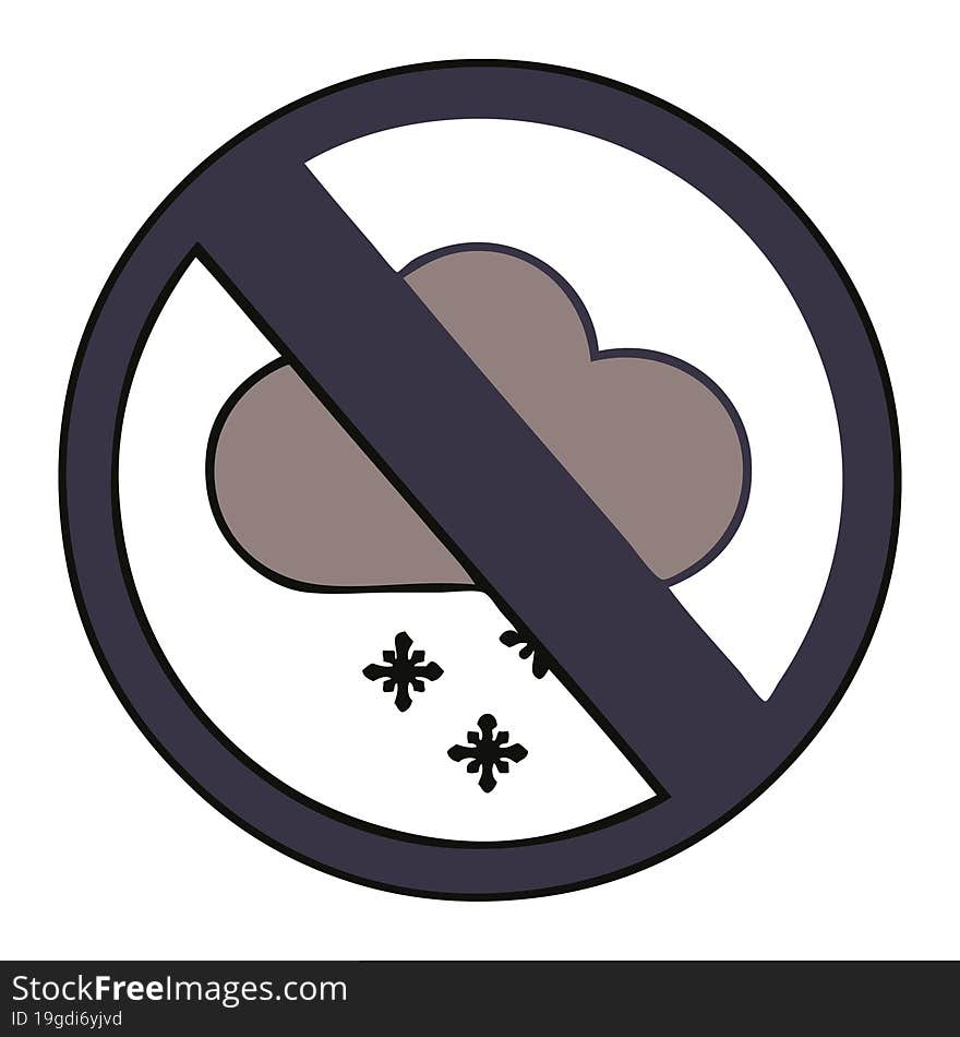 Cute Cartoon Snow Cloud Warning Sign