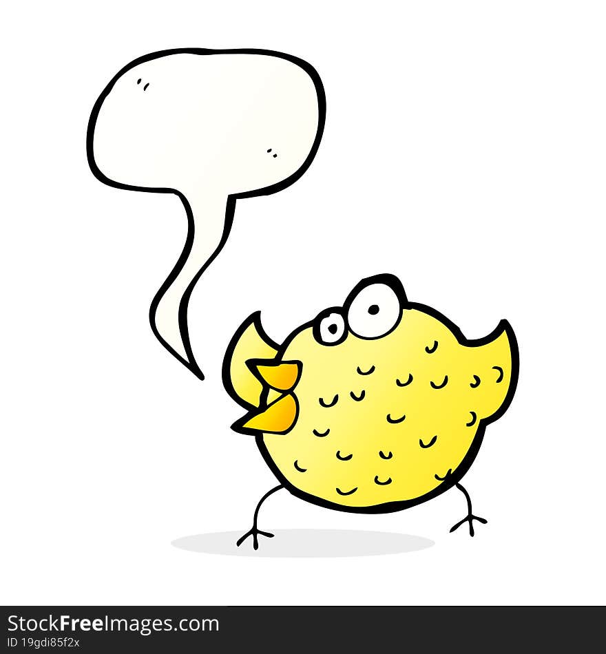 Cartoon Happy Bird With Speech Bubble