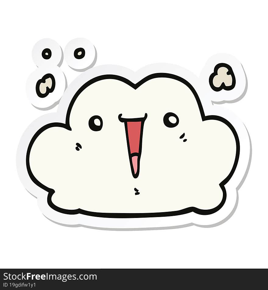 sticker of a cute cartoon cloud