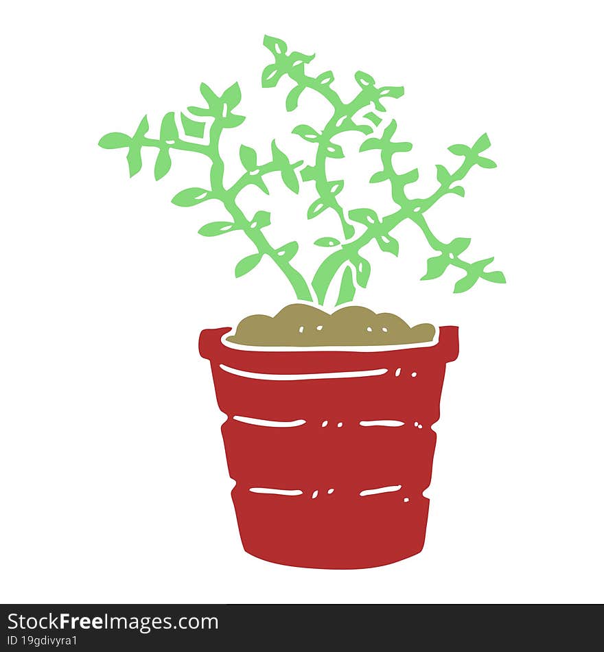 flat color illustration of a cartoon plant