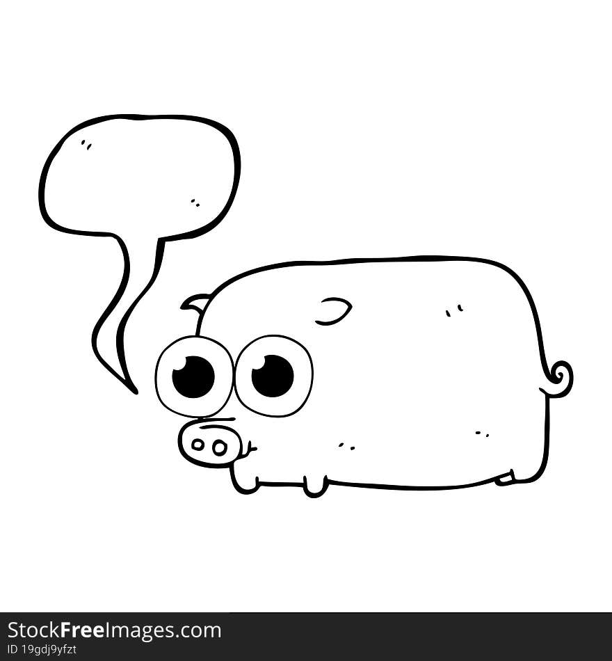 speech bubble cartoon piglet with big pretty eyes