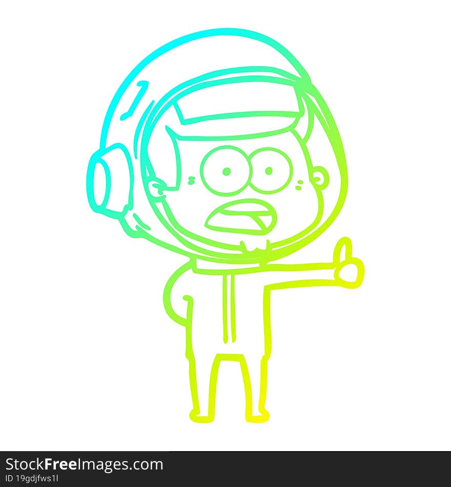 cold gradient line drawing cartoon surprised astronaut