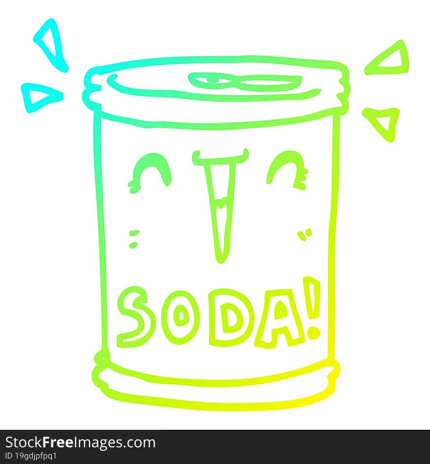 cold gradient line drawing of a cartoon soda can