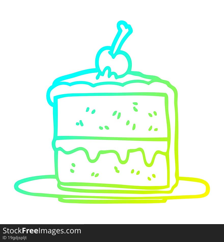 cold gradient line drawing cartoon chocolate cake