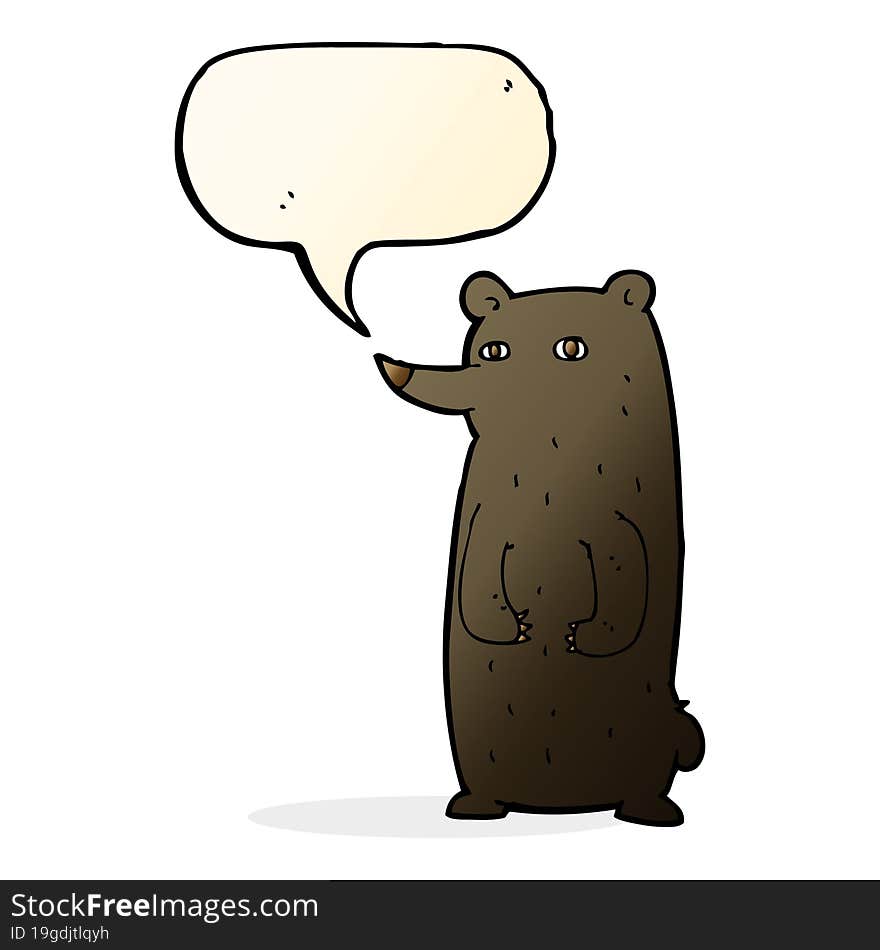 funny cartoon black bear with speech bubble