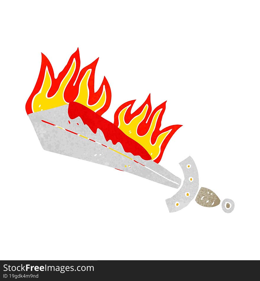 cartoon flaming sword