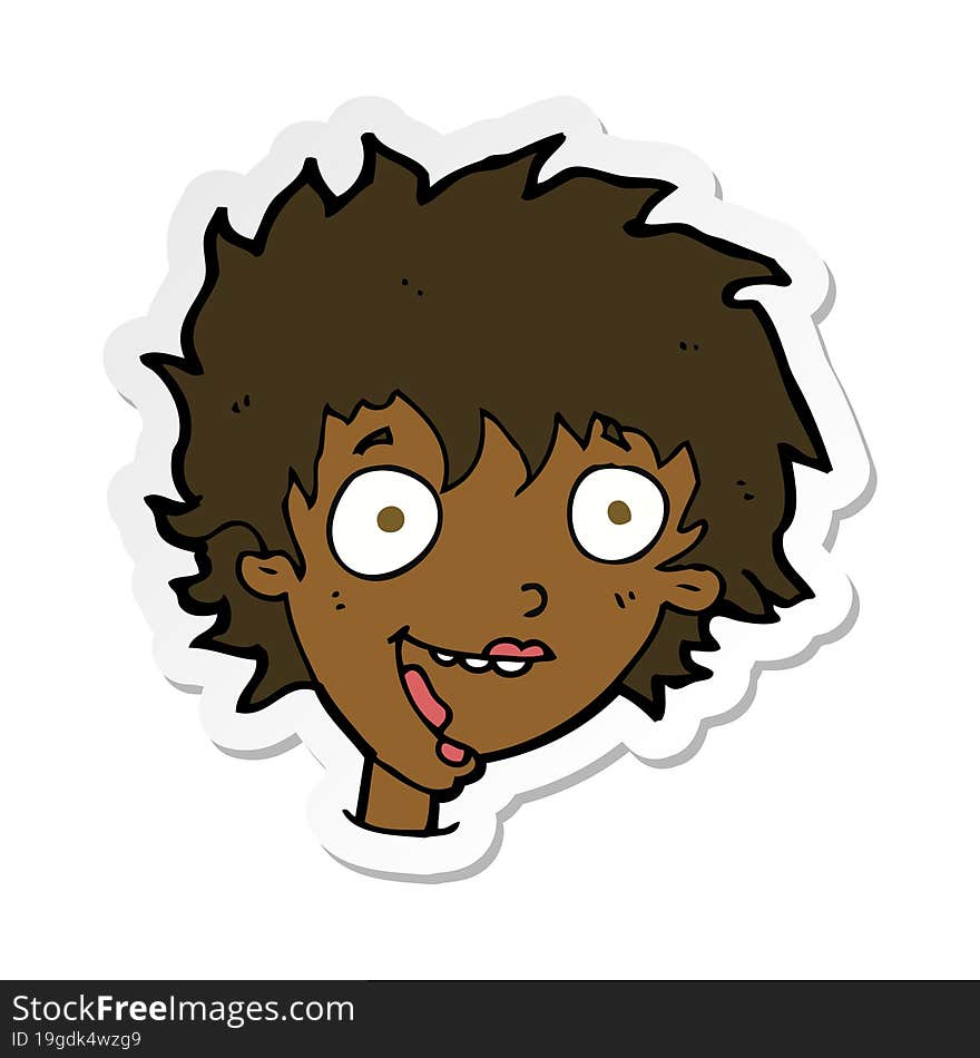 Sticker Of A Cartoon Crazy Excited Woman