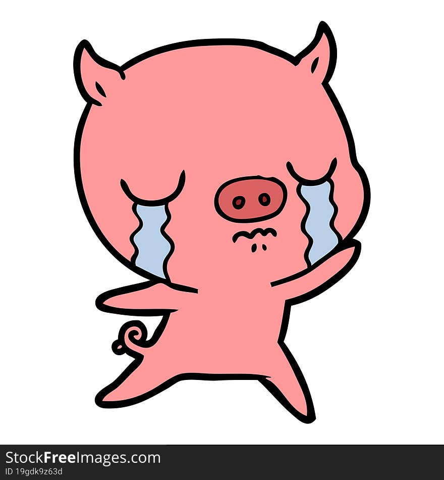 cartoon pig crying. cartoon pig crying