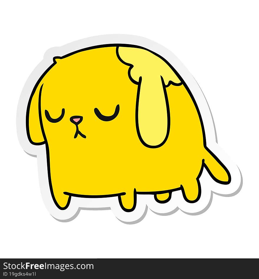 freehand drawn sticker cartoon of cute sad kawaii dog