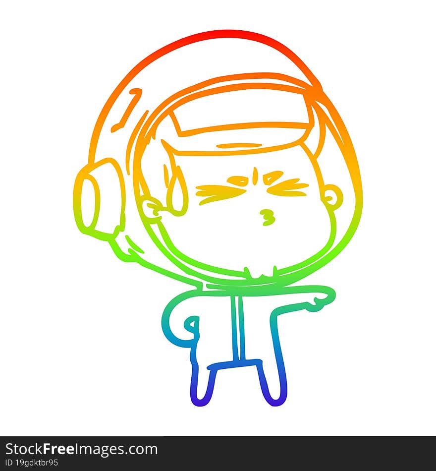 rainbow gradient line drawing cartoon stressed astronaut