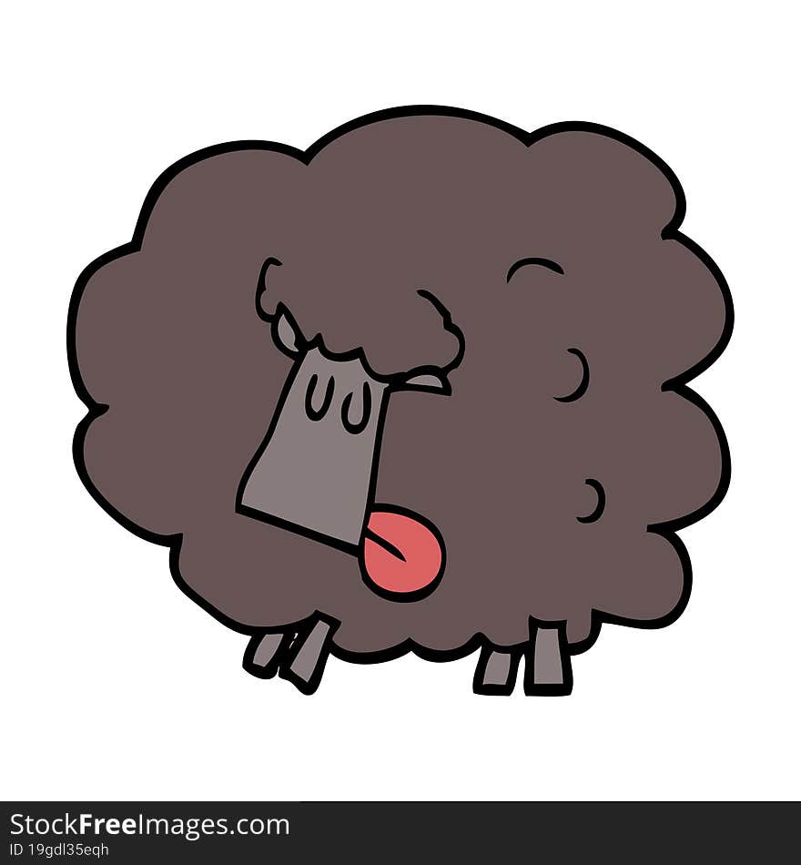 Cartoon Doodle Black Sheep