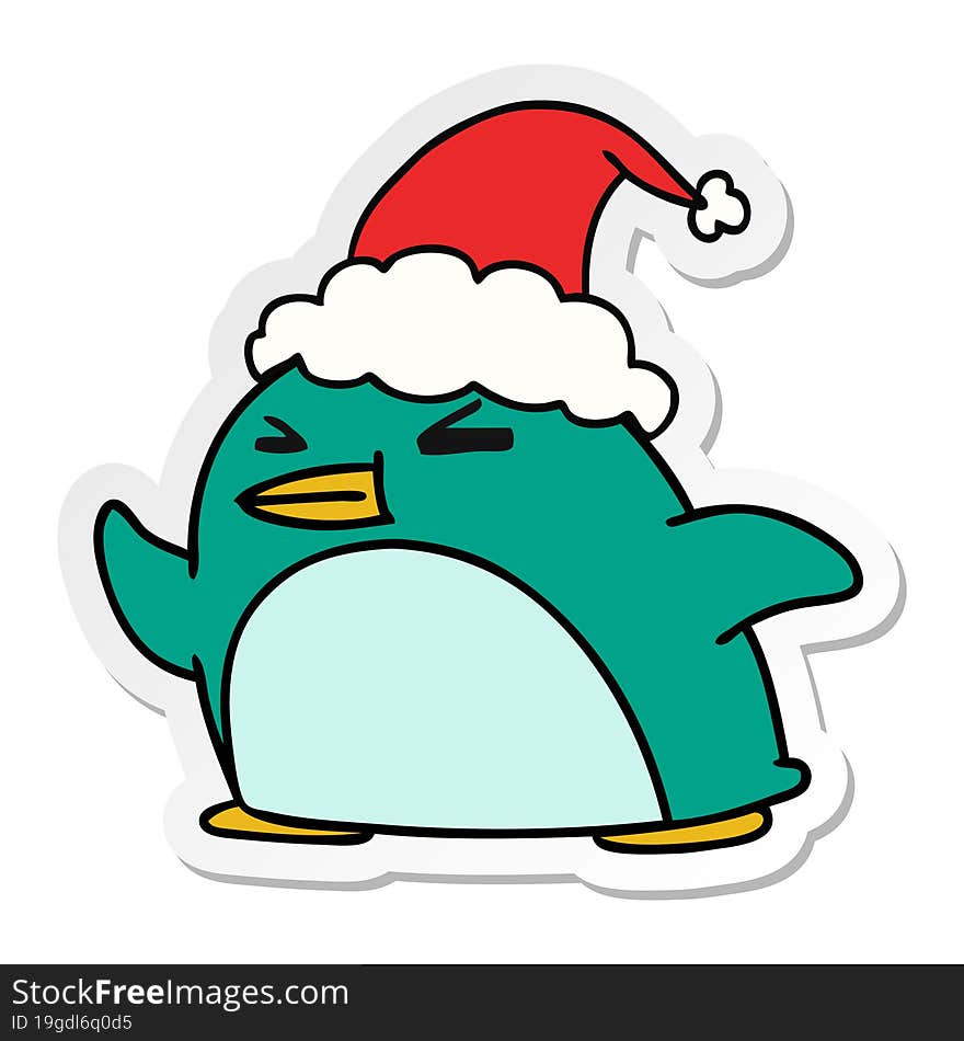 Christmas Sticker Cartoon Of Kawaii Penguin