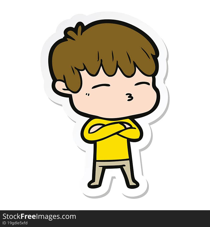 Sticker Of A Cartoon Frustrated Man