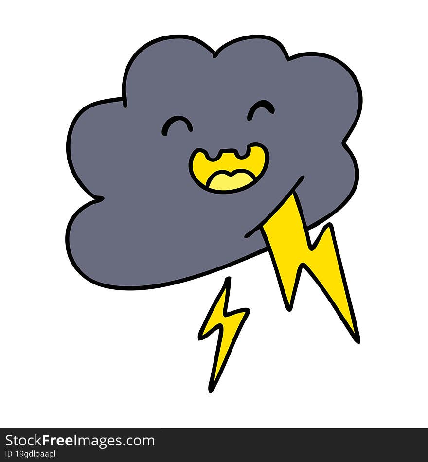 cartoon of a happy storm cloud shooting lightning bolts