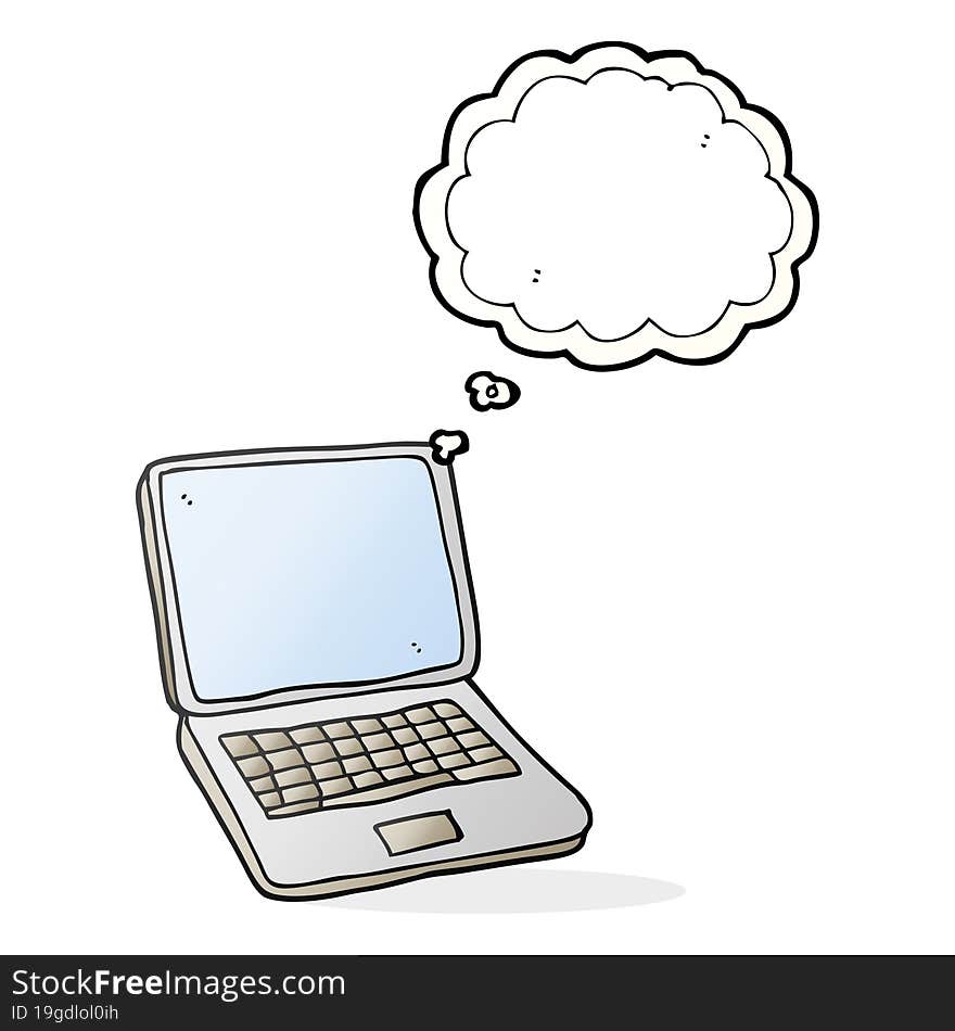 Thought Bubble Cartoon Laptop Computer