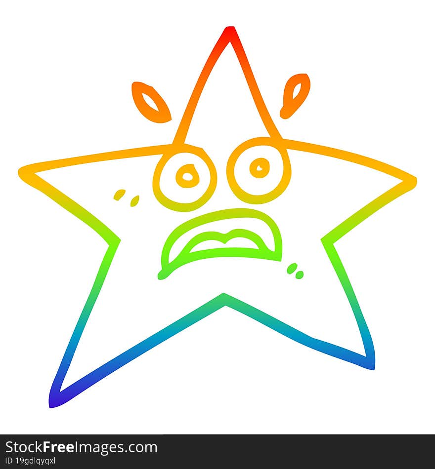 rainbow gradient line drawing funny cartoon star