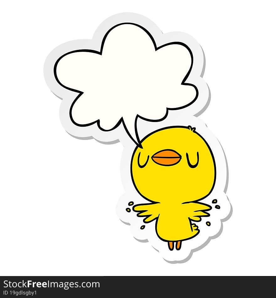 cute cartoon chick flapping wings and speech bubble sticker