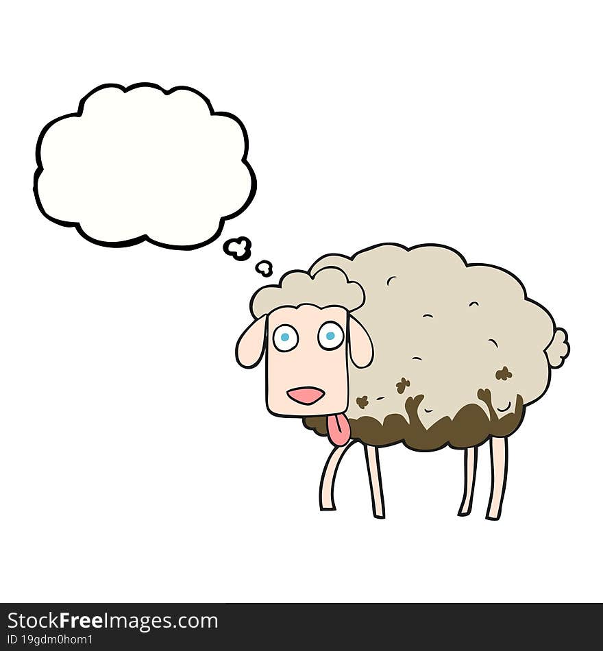 thought bubble cartoon muddy sheep