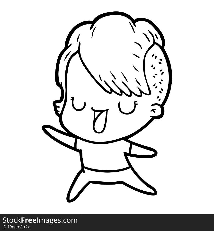 cute cartoon girl with hipster haircut. cute cartoon girl with hipster haircut