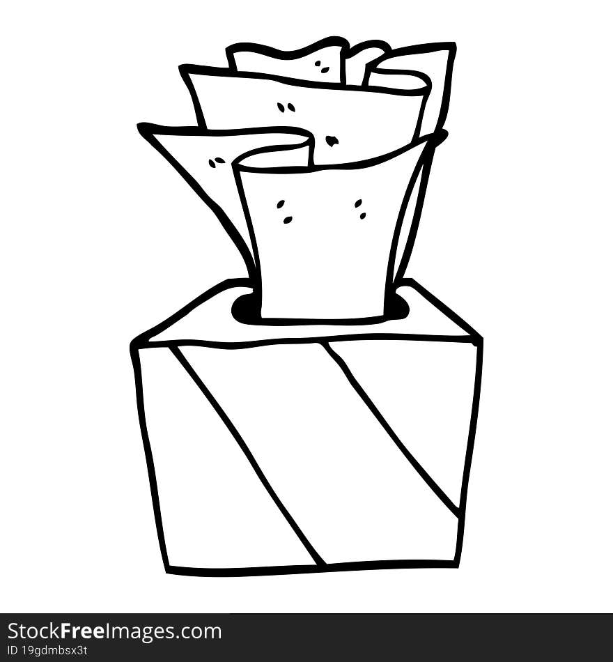 line drawing cartoon box of tissues