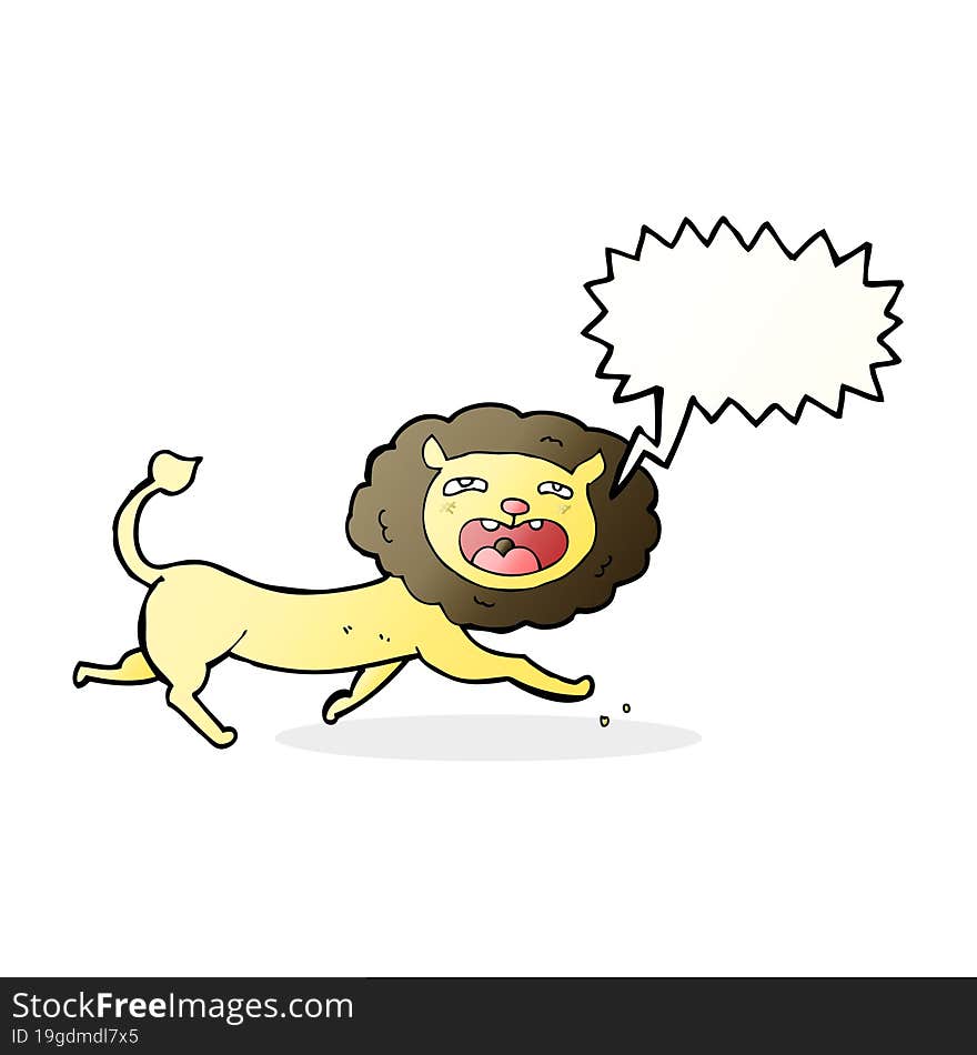 cartoon lion with speech bubble