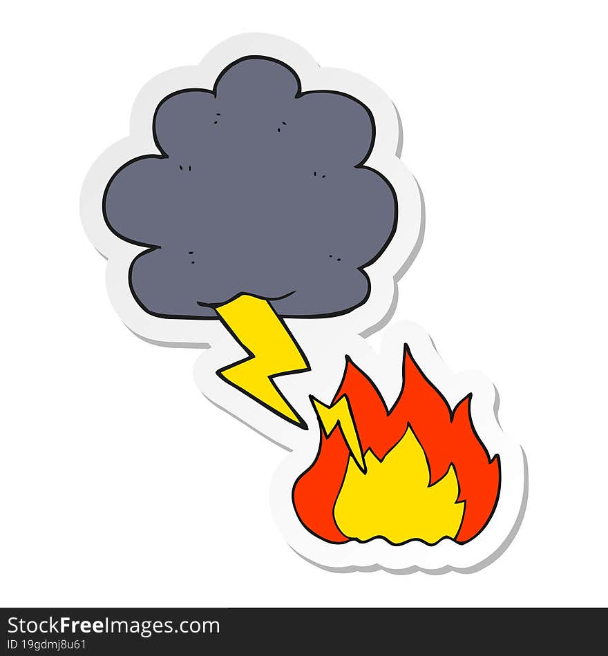 sticker of a cartoon lightning strike