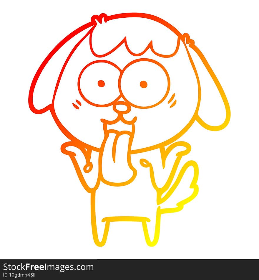 Warm Gradient Line Drawing Cute Cartoon Dog