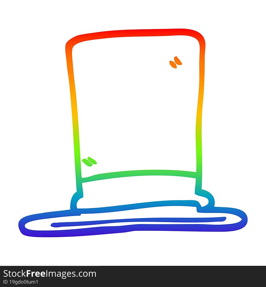 rainbow gradient line drawing cartoon top hat